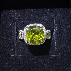 Green Gem Halo Cocktail Ring - Women Jewelry